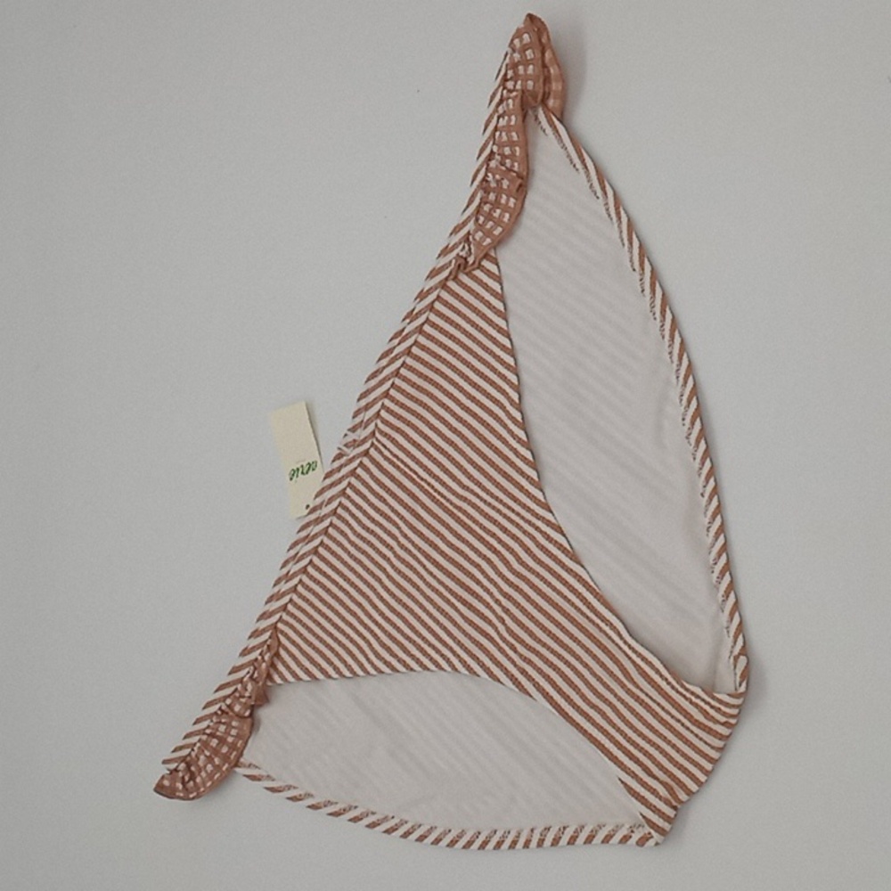 Aerie Striped Seersucker Ruffle Bikini Bottom Raw Sienna L